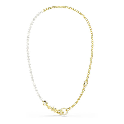 Collar Swarovski Idyllia, perla de vidrio, blanco, baño en oro