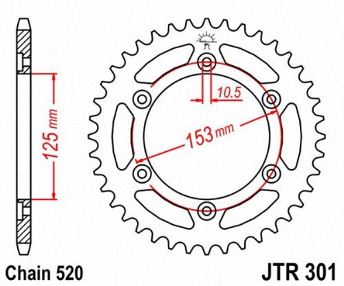 JT Sprockets JTR301.45 45T - Piñón Trasero de Acero, Negro