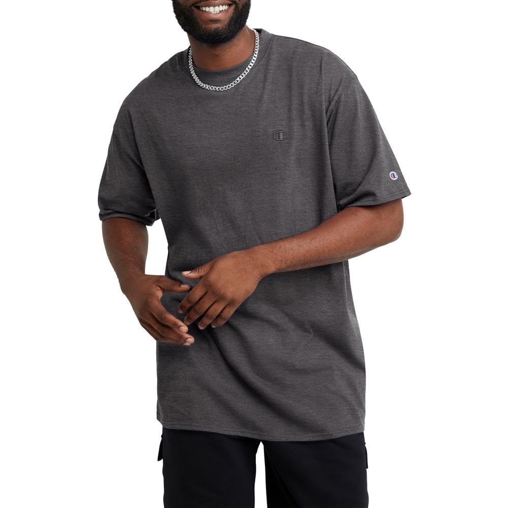Champion Playera Clásica para Hombre, Cinta Suave en el Cuello, Costuras Reforzadas en los Hombros, Manga Corta, Color Blanco, Talla Grande y Alta