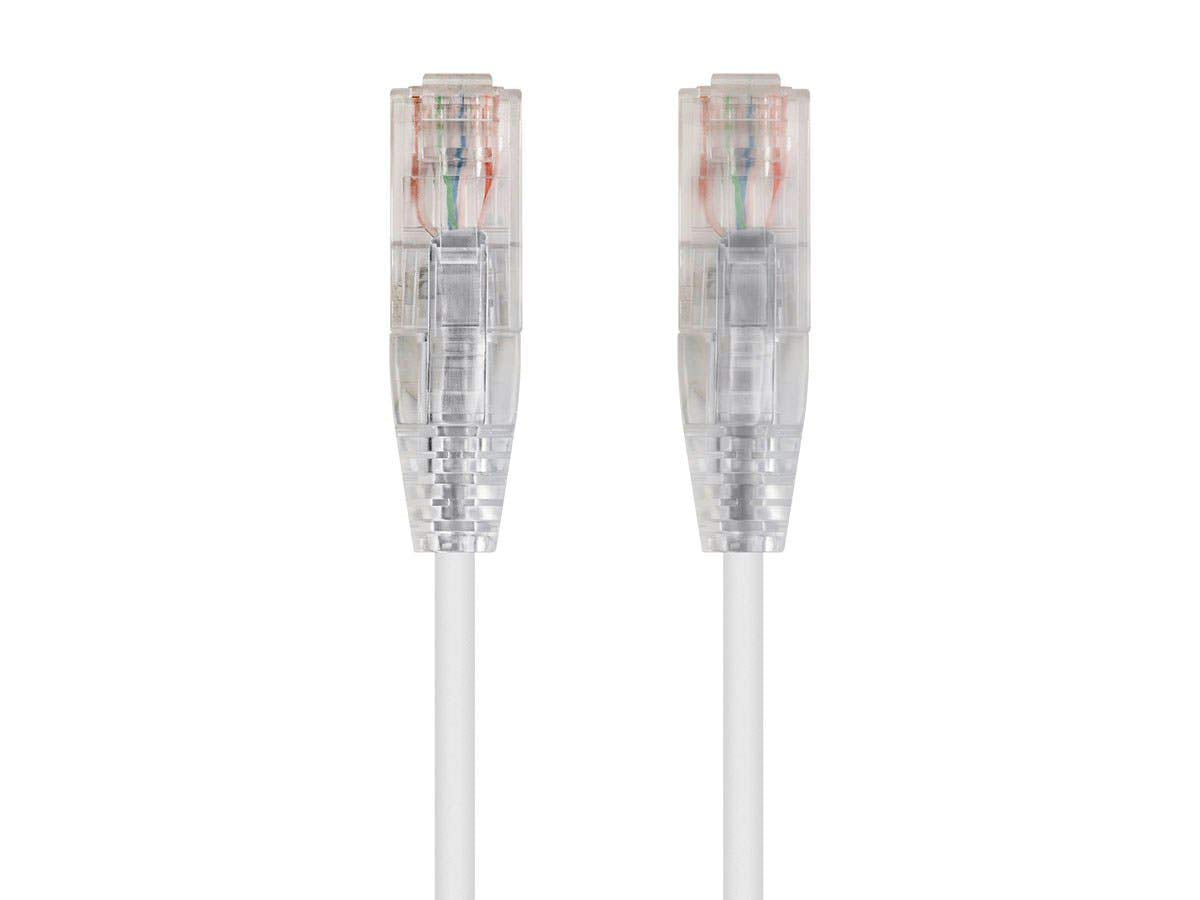 Monoprice Cable Ethernet Cat6 SlimRun 0.9 m (3 pies), Morado - 14ft - Blanco