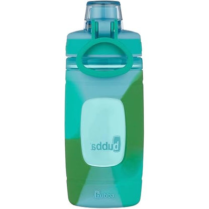 bubba. Flo Kids Botella de agua, 16 onzas, hielo de vidrio con caramelo de roca y lavado de color kiwi