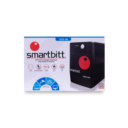 Smartbitt No Break Interactivo de 610 VA / 305 W con 4 Contactos, Negro, SBNB610M
