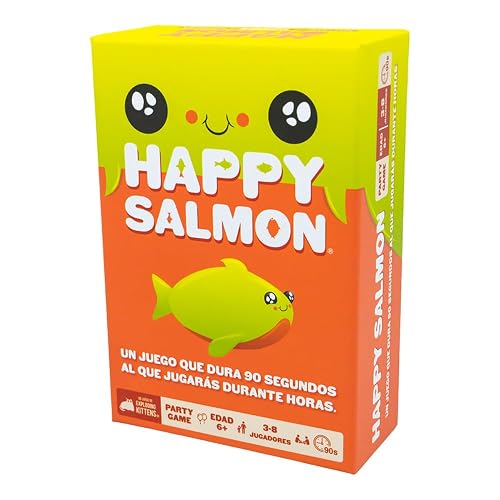 Happy Salmon Exploding Kittens, Juego de Cartas Divertido, 3-8 Jugadores
