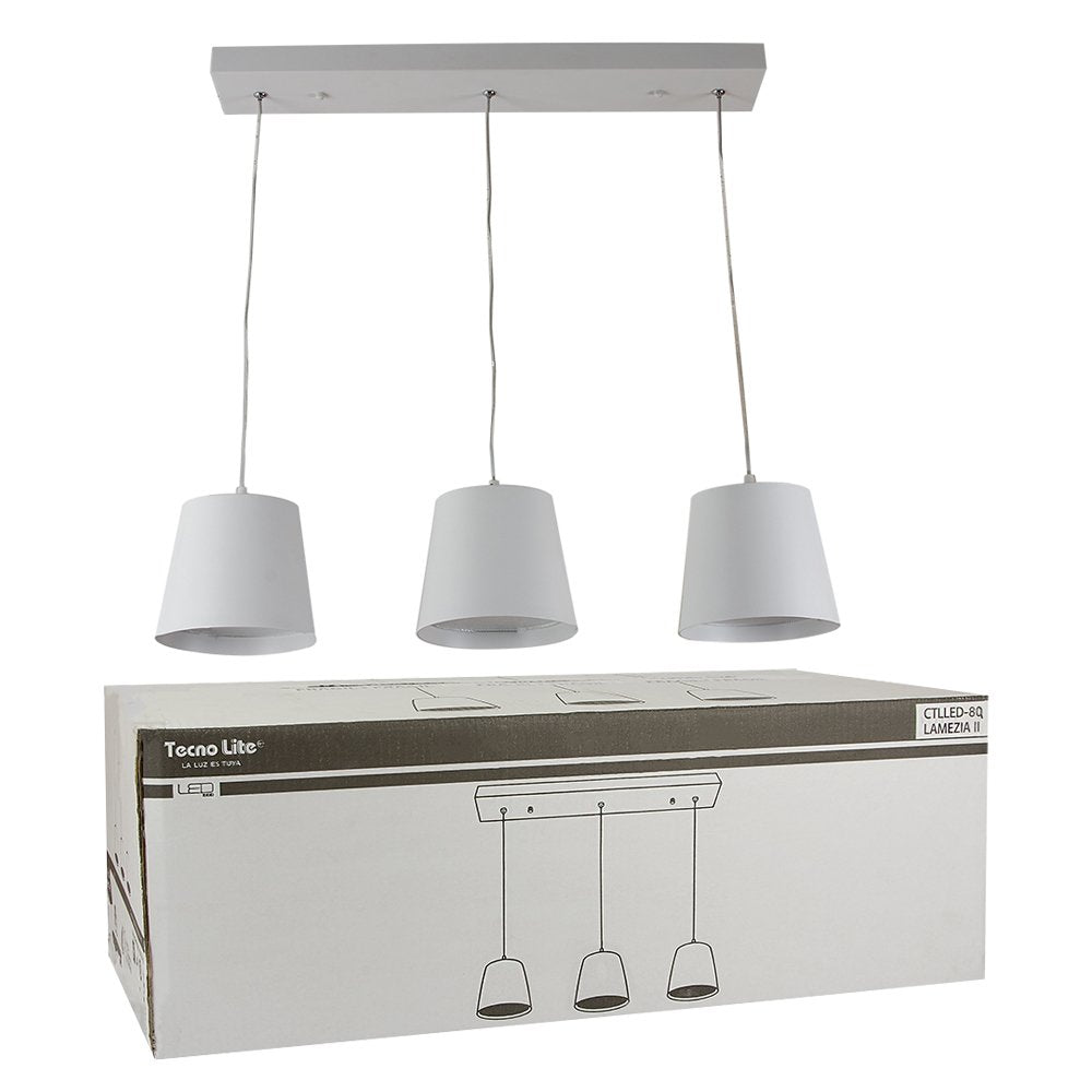 Tecnolite Lámpara Colgante LED, Iluminación de Sala, Luz Colgante de Techo Moderno, Color Blanco/ Lámina de Acero, 100 - 240 V, 26 W, Luz Cálida 3 000 k,