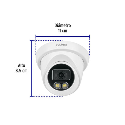 Volteck CTV-21A, Cámara Tipo Domo 2MP Lente 3.6mm Protección contra Polvo y Agua
