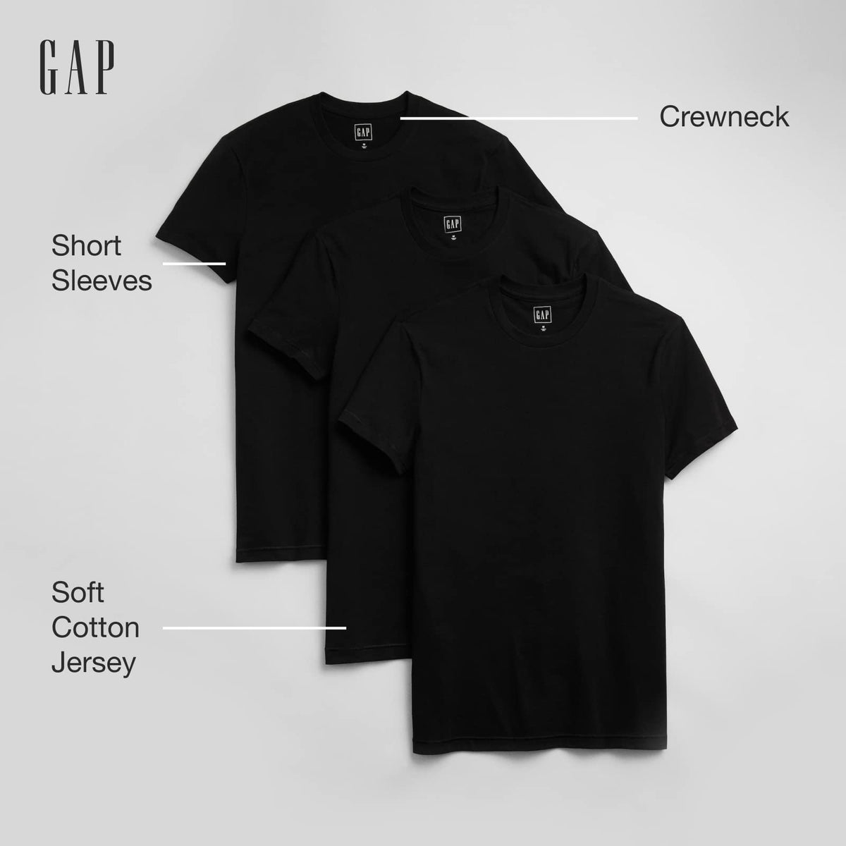 Gap Paquete de 3 Camisetas de Cuello Redondo Capa de Base Superior para Hombre