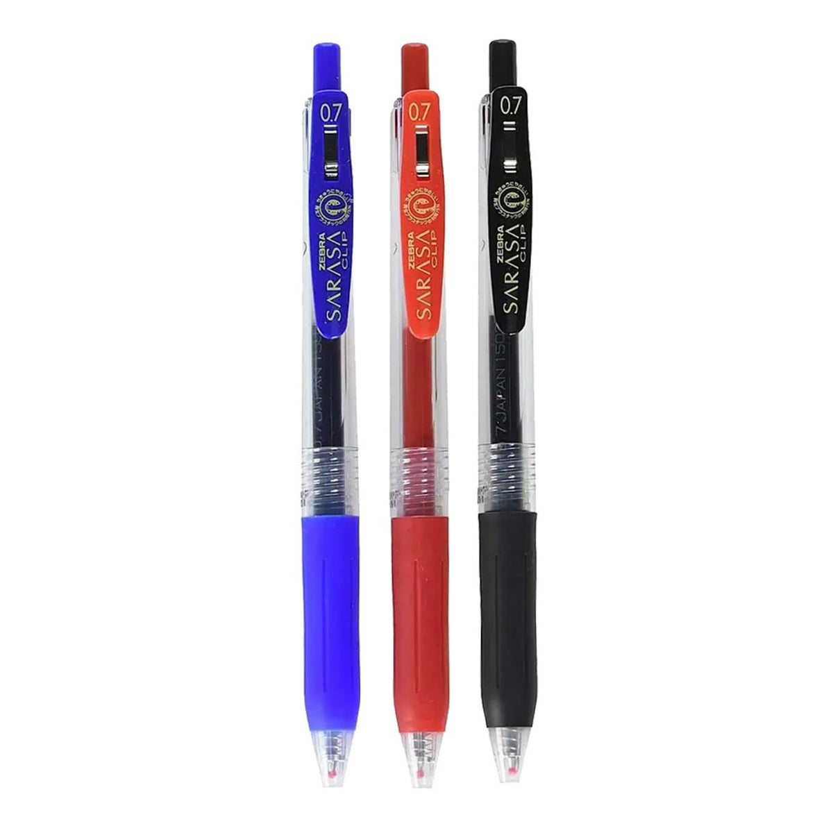 Zebra Sarasa Clip Rollerball Tinta Gel Secado rápido Punto Mediano 0.7 mm Surtido Básico 3 Piezas