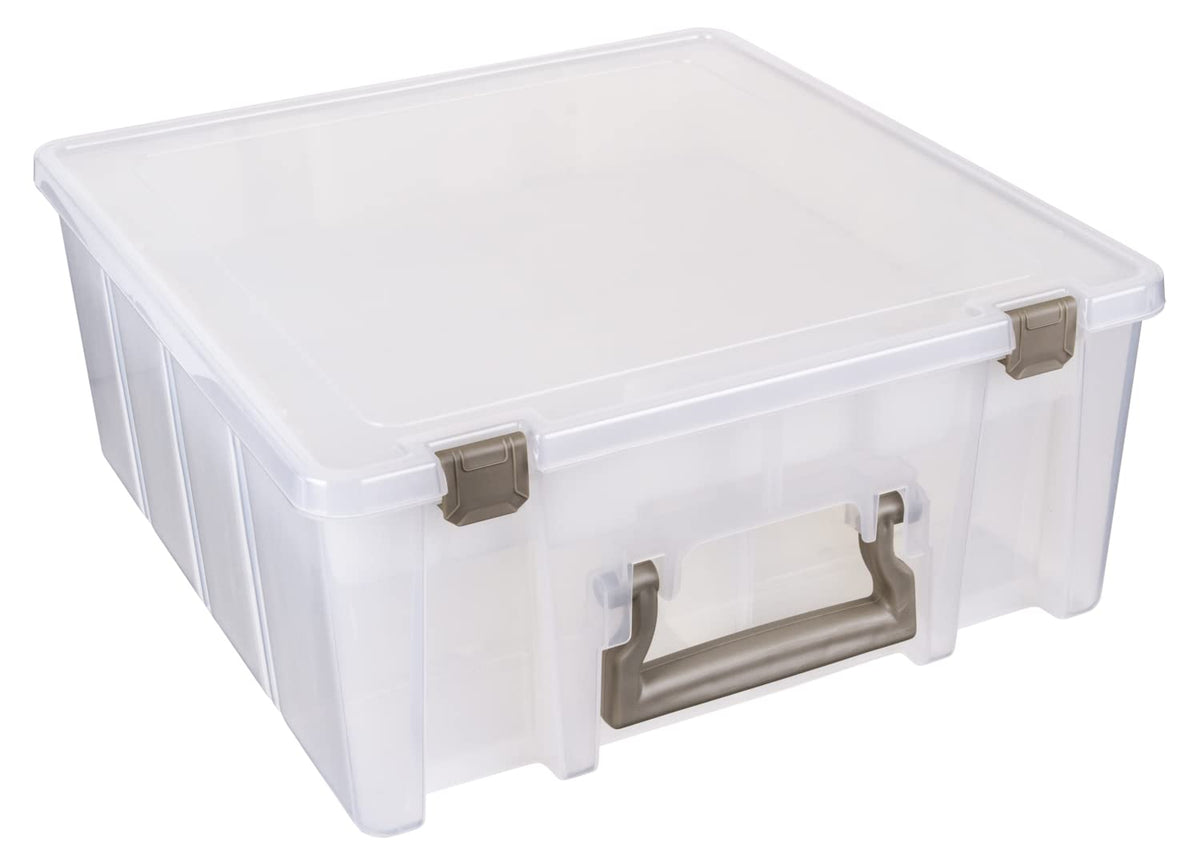 ArtBin 6899AZ Super Satchel Doble Profundo con Bandeja elevable, Organizador portátil de Artes y Manualidades con divisores extraíbles, Transparente