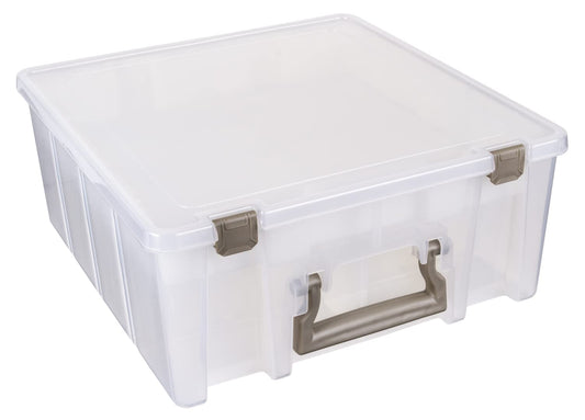 ArtBin 6899AZ Super Satchel Doble Profundo con Bandeja elevable, Organizador portátil de Artes y Manualidades con divisores extraíbles, Transparente