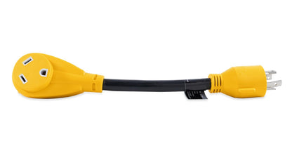 Camco 55382 Adaptador de generador PowerGrip estándar Hembra de 30 amperios de Bloqueo de 4 Puntas Macho / 30 amperios