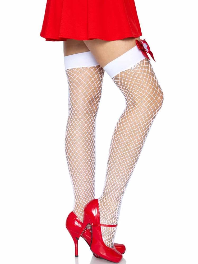 Leg Avenue - Pantalones altos para enfermeras de rejilla para mujer