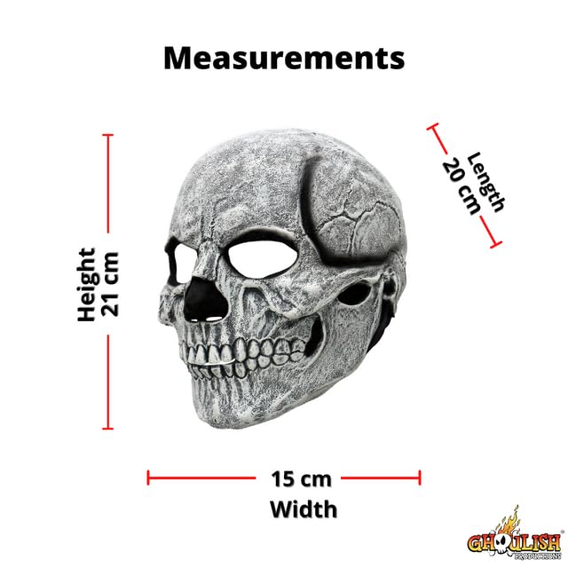 Ghoulish Productions Perfect Fit White Skull, Máscara de Calavera Blanca que se Amolda a la Cara, Disfraz de Calaca Catrín Mexicano