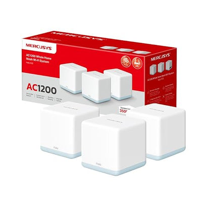 MERCUSYS Halo Mesh, Sistema WiFi Mesh para tu hogar, Doble Banda AC1200, 10/100Mbps Puertos, Cobertura de hasta 3,500 Pies Cuadrados y Más de 100 Dispositivos. Halo H30(3-Pack)