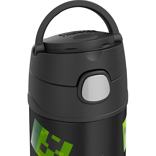 THERMOS FUNTAINER Botella aislada al aspiradora de acero inoxidable de 16 onzas con tapa de boquilla ancha, Minecraft