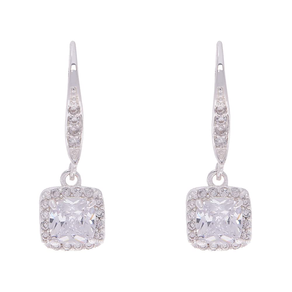 Anne Klein arete de gota con circonita cúbica impecable, Vidrio, Circonia cúbica - Silver