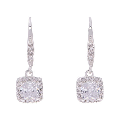 Anne Klein arete de gota con circonita cúbica impecable, Vidrio, Circonia cúbica - Silver