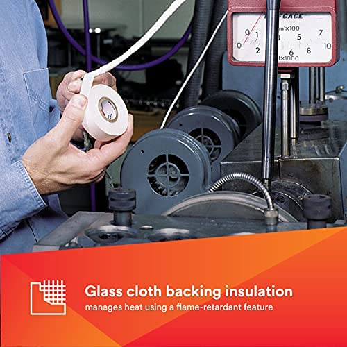 3M 69-3/4"X66' Glass Cloth Electrical Tape 69, 3/4" x 66', White