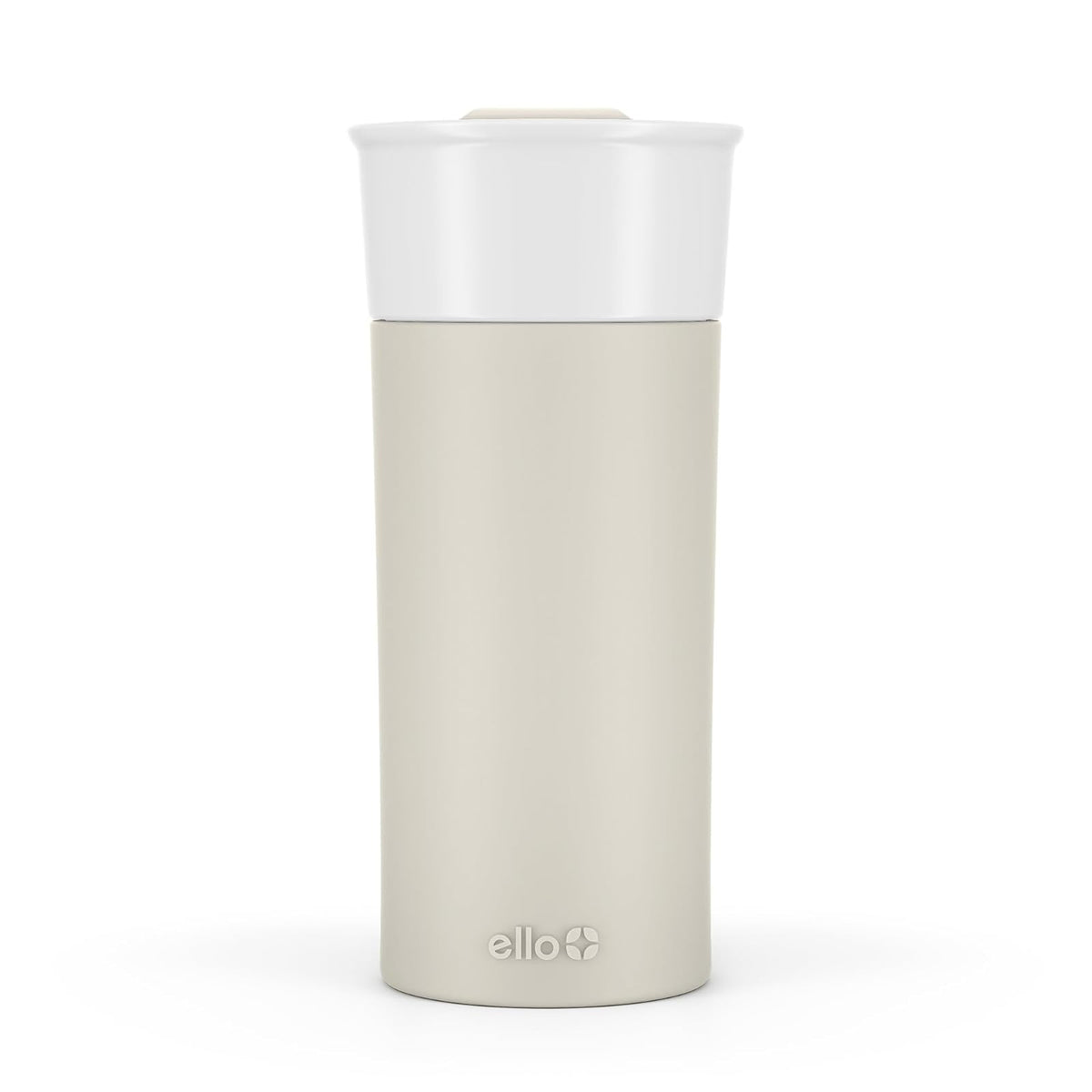 Ello Ogden - Taza de viaje de cerámica de 16 onzas con tapa deslizante resistente a salpicaduras y funda protectora de silicona, perfecta para café o té, sin BPA, apta para lavaplatos, mineral