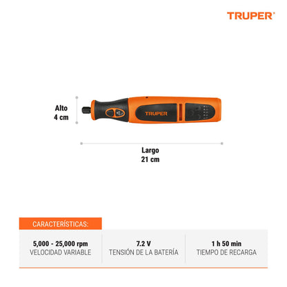 Truper MOTO-AI Herramienta rotativa inalámbrica 7.2 V profesional con 45 accesorios y estuche