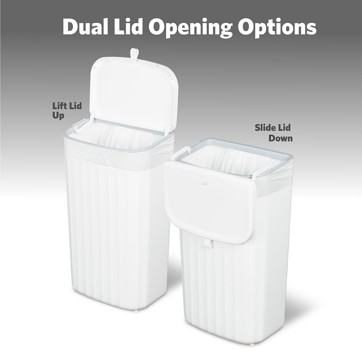 Glad Roomate Cubeta de Basura 12L | Blanco, Apertura Doble Tapa, Para Clóset de Cocina Bajo Baño Oficina