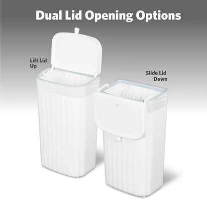 Glad Roomate Cubeta de Basura 12L | Blanco, Apertura Doble Tapa, Para Clóset de Cocina Bajo Baño Oficina