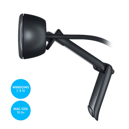 Logitech C270 Webcam HD, 720p/30fps, Video-Llamadas HD Amplio Campo Visual, Corrección de Iluminación, Micrófono Reductor de Ruido, Skype, FaceTime, Hangouts, WebEx, PC/Mac/Portátil/Tablet/Chromebook - Negra
