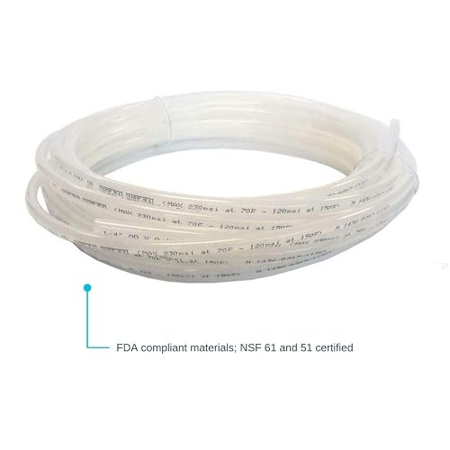 John Guest - Tubo LLDPE de 1/4 pulgadas x 25 pies, tubo de agua flexible para fontanería, natural, PE-08-BI-025F-N