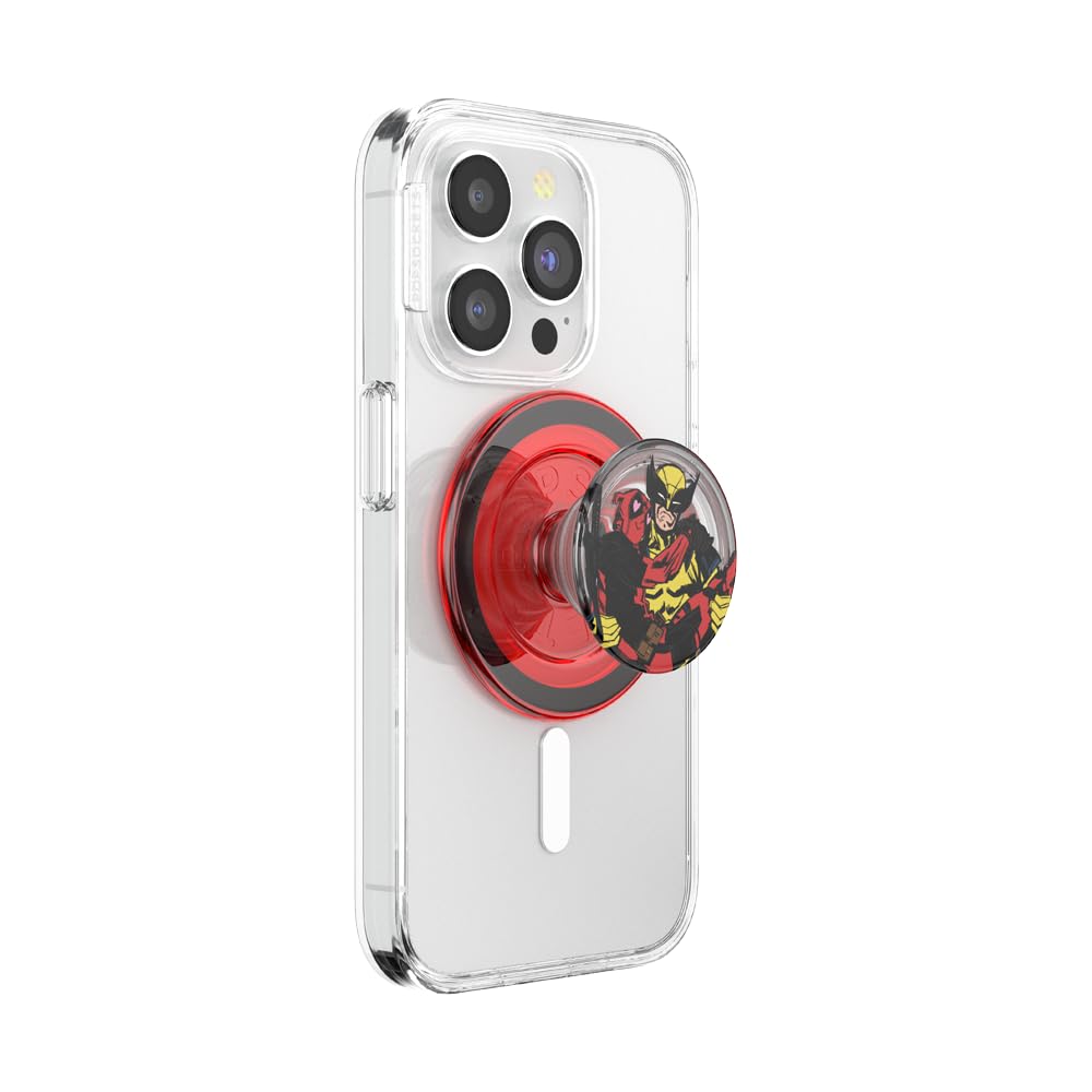 PopSockets - Agarre para teléfono MagSafe, Agarre y Soporte magnético Seguro para teléfono, Soporte Manos Libres, Compatible con Carga inalámbrica, Deadpool x Wolverine, Deadpool & Wolverine