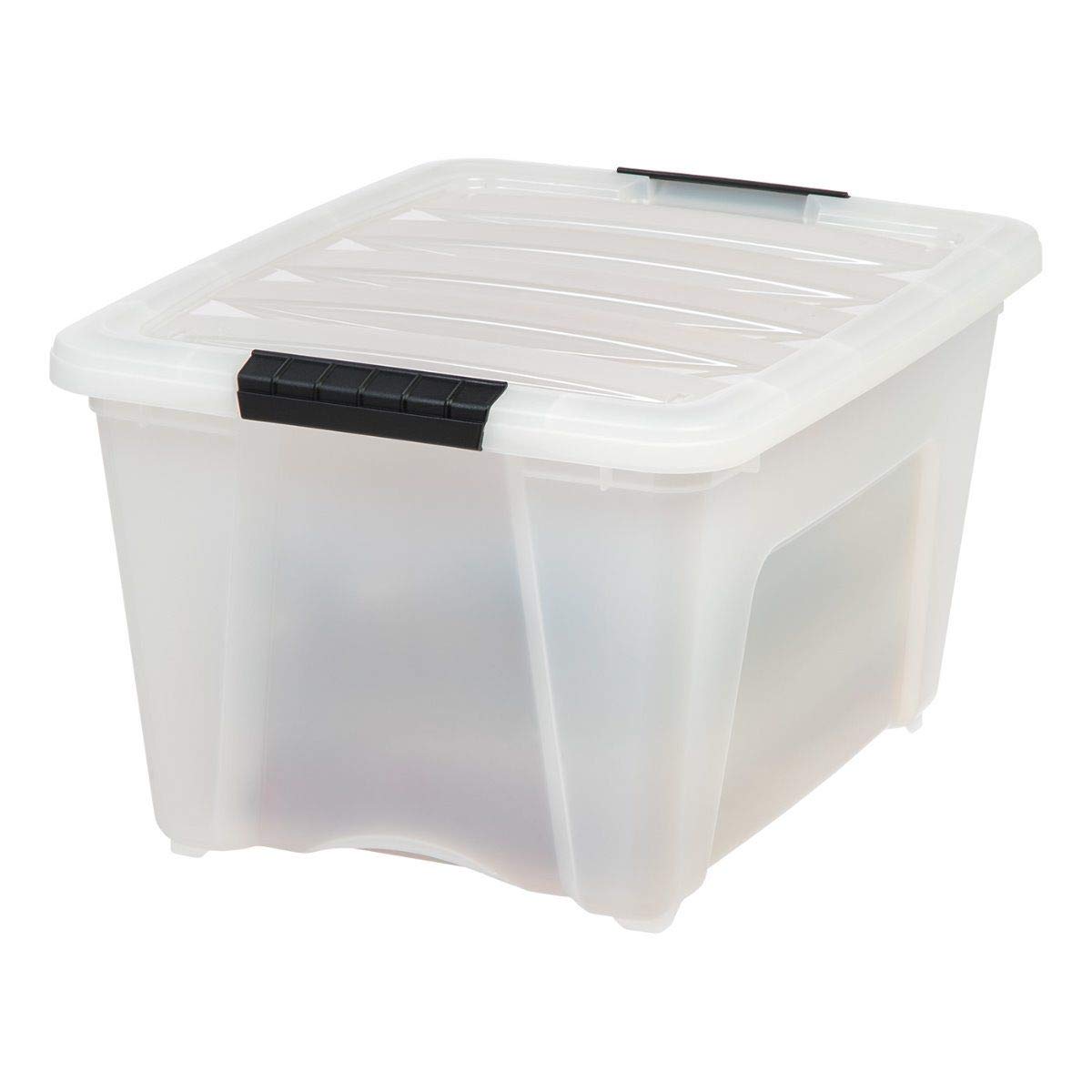 IRIS USA 6 Contenedores de 32 Qt con Tapa, Perla | Oculta el contenido para una apariencia limpia. Ideal para ropa de cama, decoración y clóset. Diseño anidable.