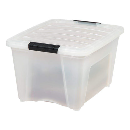 IRIS USA 6 Contenedores de 32 Qt con Tapa, Perla | Oculta el contenido para una apariencia limpia. Ideal para ropa de cama, decoración y clóset. Diseño anidable.