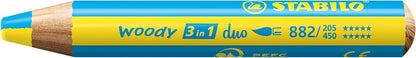 STABILO woody 3 en 1 duo - Estuche con 6 colores bitono y sacapuntas | Paquete de 6 unidades, con sacapuntas y 6 bolígrafos