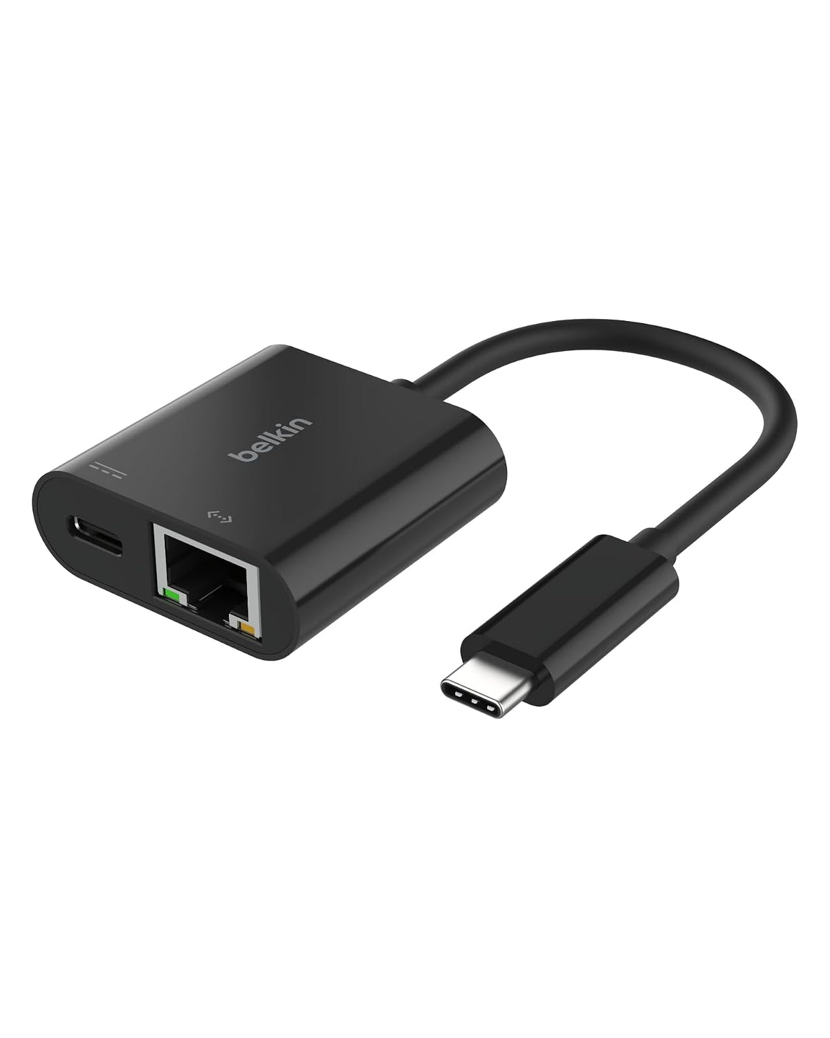 Belkin Connect USB-C a Ethernet + Adaptador de Carga de 100 W con Puerto Gigabit Ethernet y Puerto USB-C - 10/100/1000 Mbps para conexión rápida a Internet, Compatible con iPhone 16, Samsung Galaxy