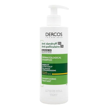 Vichy Dercos Shampoo Dermatológico Anti-Caspa Cabello Normal a Graso 390ml | Elimina 100% de Caspa Visible y su Reaparición, Reduce Comezón desde 1er Uso, con Ácido Salicílico y Selenio DS
