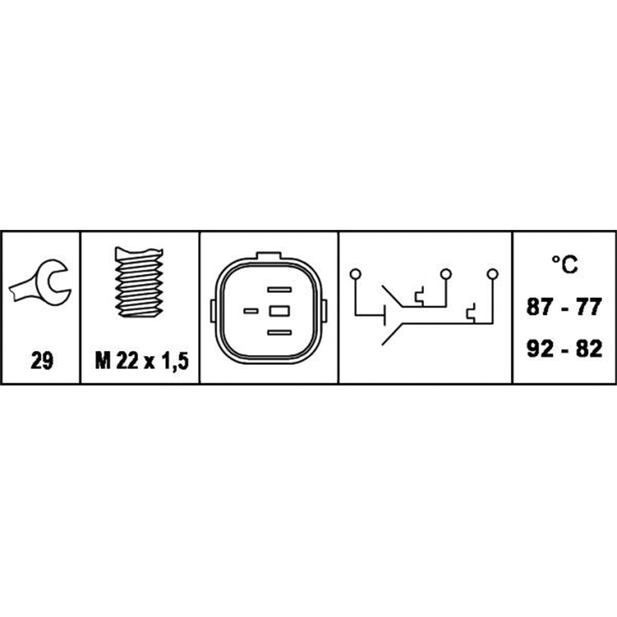 Hella Interruptor de Temperatura Ventilador del Radiador 6ZT 007 837-071, 12V, 3 Conexiones, Gris