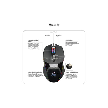 Adesso iMouse X5 RGB - Ratón óptico para Juegos (6400 dpi), diseño con iluminación RGB