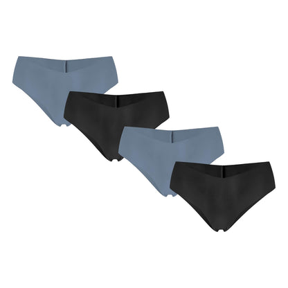 Hanes Ropa Interior Invisible Mujer Paquete de 4 - 7 - Corte Cachetero - Azul Neblina, Negro
