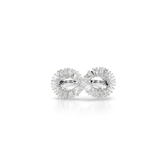 Swarovski Anillo de cóctel Hyperbola, Símbolo del infinito, Blanco, Baño de rodio