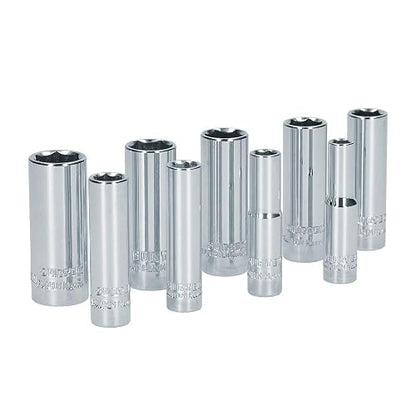 Surtek S13M Juego de 9 Dados Largos Milimétricos, 1/4"