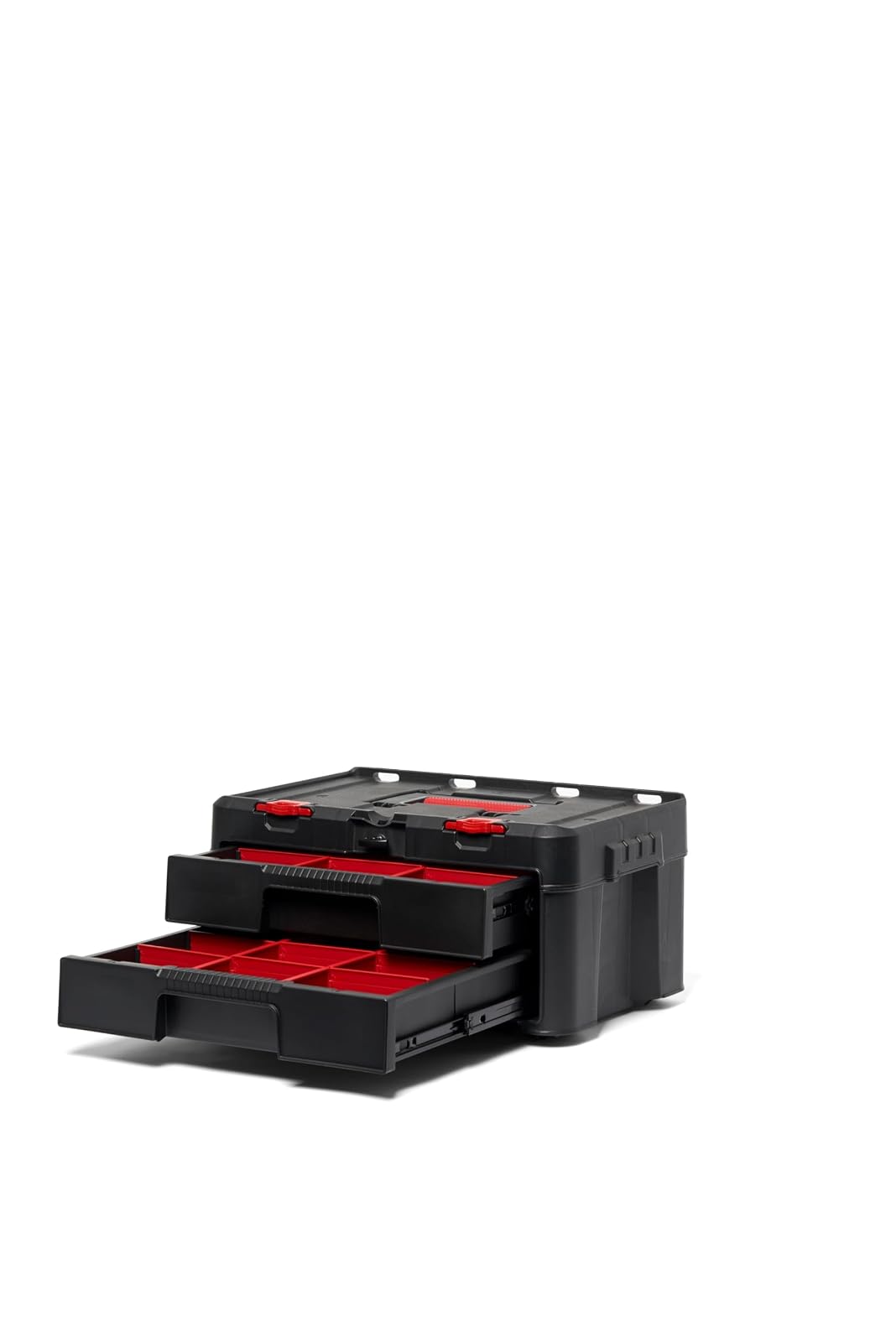 Keter Stack-n-Roll Organizador de herramientas modulares para almacenamiento de cochera y bricolaje, sistema de caja de herramientas de resina para piezas pequeñas, color negro