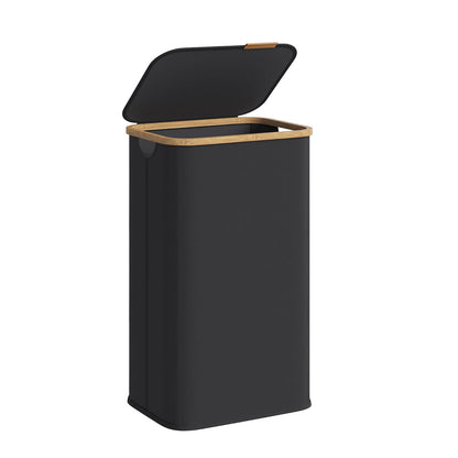 SONGMICS Organizador de Colada, Cesto para Ropa, Tela Oxford, Plegable, Bambú, Baño, Dormitorio, 100 L, Negro Tinta MLCB518BH01 - Negro Tinta - 100 L