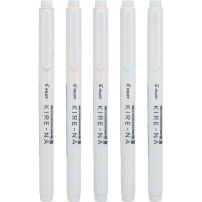 PILOT KIRE-NA Marcatextos 5 Colores Pasteles, Punta Doble con Guía, Secado Rápido, Líneas Precisas, Paquete de 5