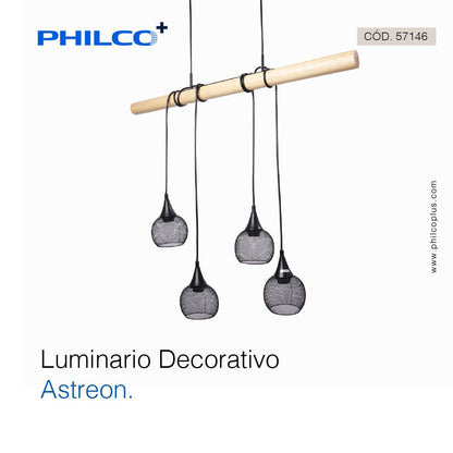 Luminario decorativo para suspender terminado en madera con metal color negro