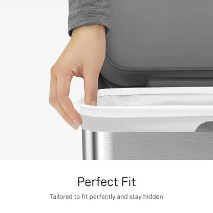 simplehuman Código K - 100 Bolsas Custom Fit con Cordón, Blanco | Cordón para Cierre Fácil, Dispensado Uno por Uno, Extra Gruesas y de Doble Costura, 50% Plástico PCR, 30-45 L / 8-12 Gal