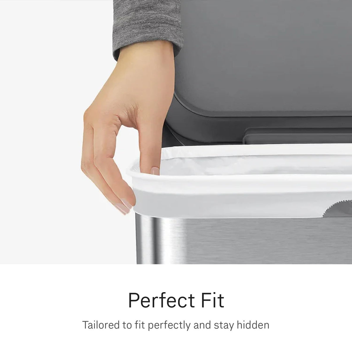 simplehuman Código B - 90 Bolsas Custom Fit con Cordón, Blanco | Cordón para Cierre Fácil, Dispensado Uno por Uno, Extra Gruesas y de Doble Costura, 50% Plástico PCR, 6 L / 1.6 Gal