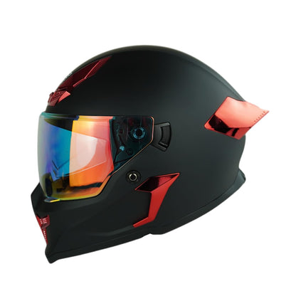 Casco Edge Integral Vortex Dot/ECE Negro Solido Mate Visor/Spoiler Rojo XL