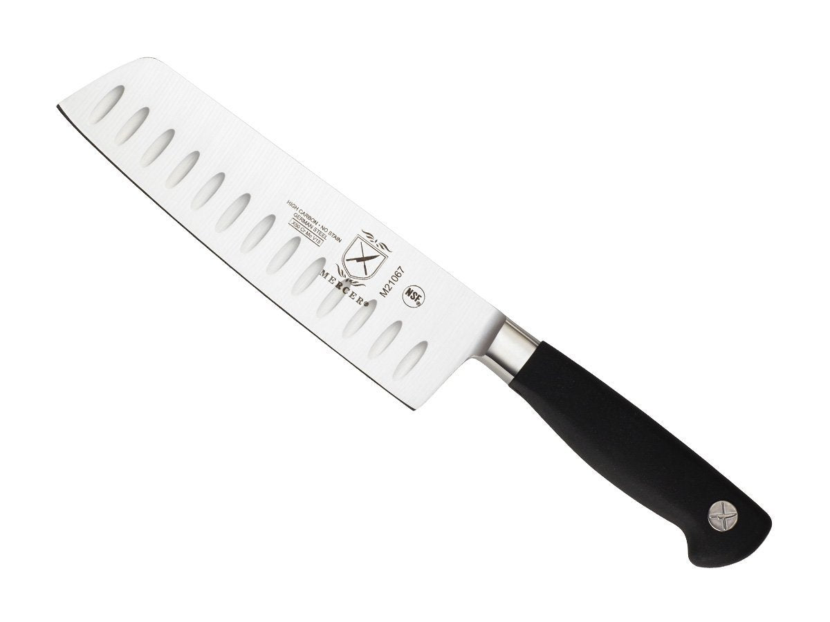 Mercer Culinary Genesis Cuchillo para Bistec Filo Dentado - Granton Edge Nakiri Cuchillo Vegatable - 7"