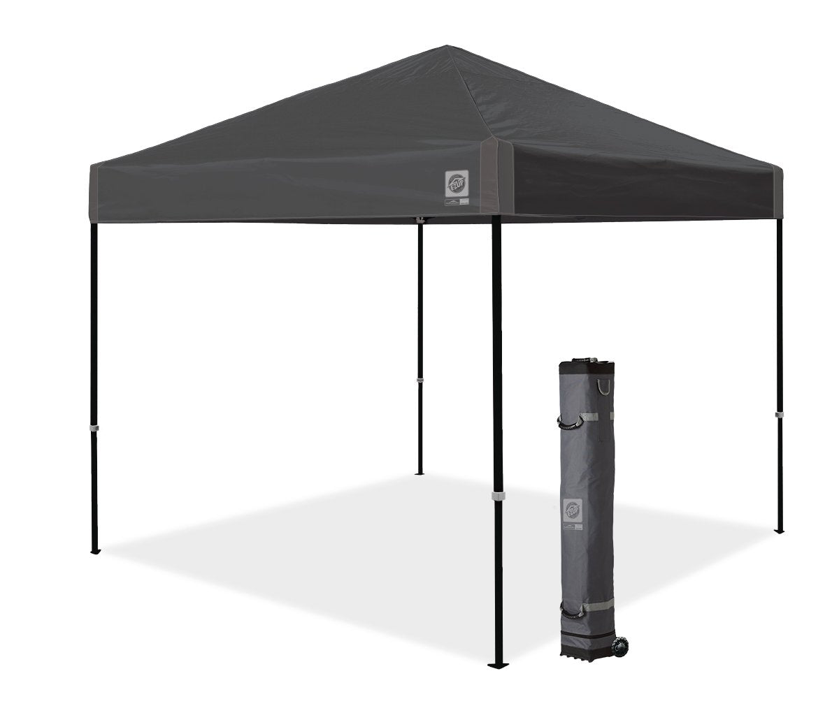 E-Z UP Ambassador Instant Shelter Toldo, 10 x 10 pies, Bolsa de Rodillo y Juego de 4 Puntas de Acero, Gris
