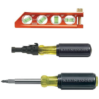 Klein Tools 80073 - Kit de destornillador de escariado con escariador de conducto, destornillador de ajuste de conducto y escariado y nivel magnético, 3 piezas