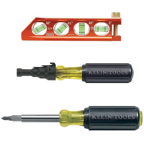 Klein Tools 80073 - Kit de destornillador de escariado con escariador de conducto, destornillador de ajuste de conducto y escariado y nivel magnético, 3 piezas