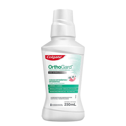 Colgate Enjuague Bucal OrthoGard Sabor a Menta Libre de Alcohol 250 ml | Brinda Protección Especializada que Ayuda a Prevenir Manchas Blancas, Descalcificación y Caries